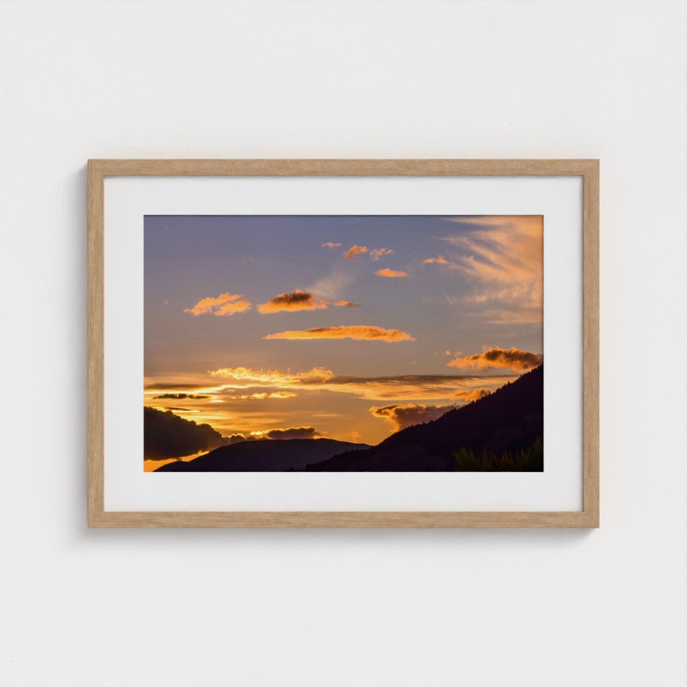 Fine Art Print – Enhanced Matte - Golden Sunset Over Mountains