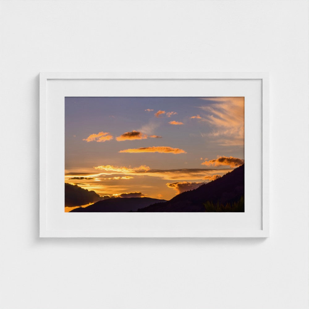 Fine Art Print – Enhanced Matte - Golden Sunset Over Mountains