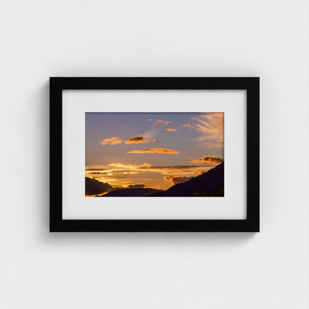 Fine Art Print – Enhanced Matte - Golden Sunset Over Mountains