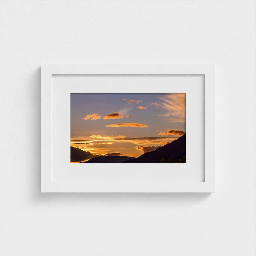 Fine Art Print – Enhanced Matte - Golden Sunset Over Mountains