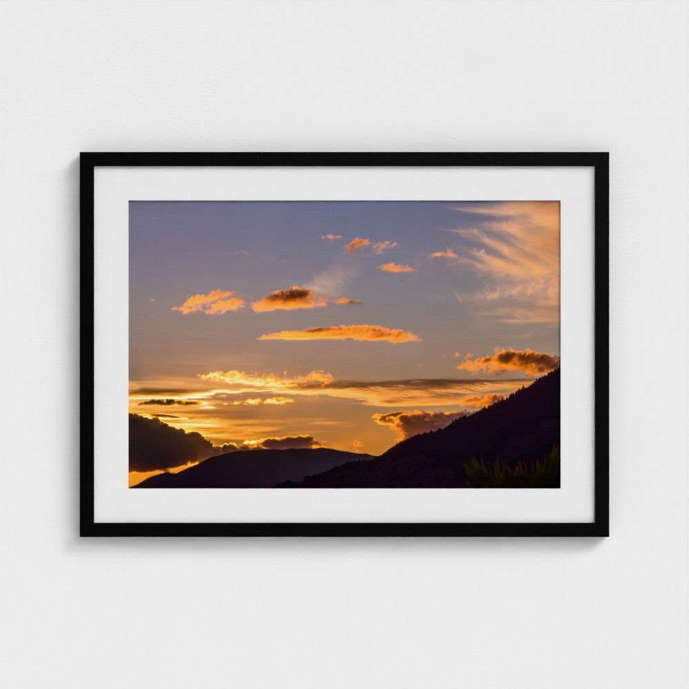 Fine Art Print – Enhanced Matte - Golden Sunset Over Mountains