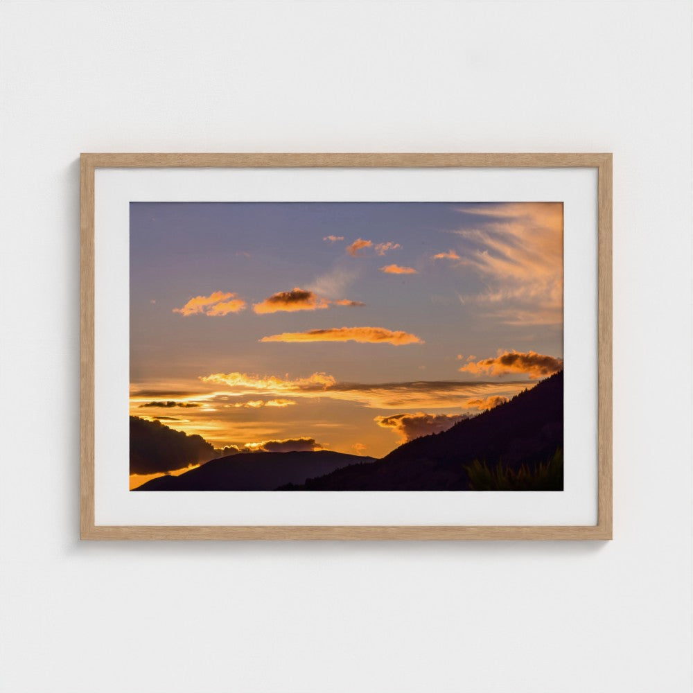Fine Art Print – Enhanced Matte - Golden Sunset Over Mountains