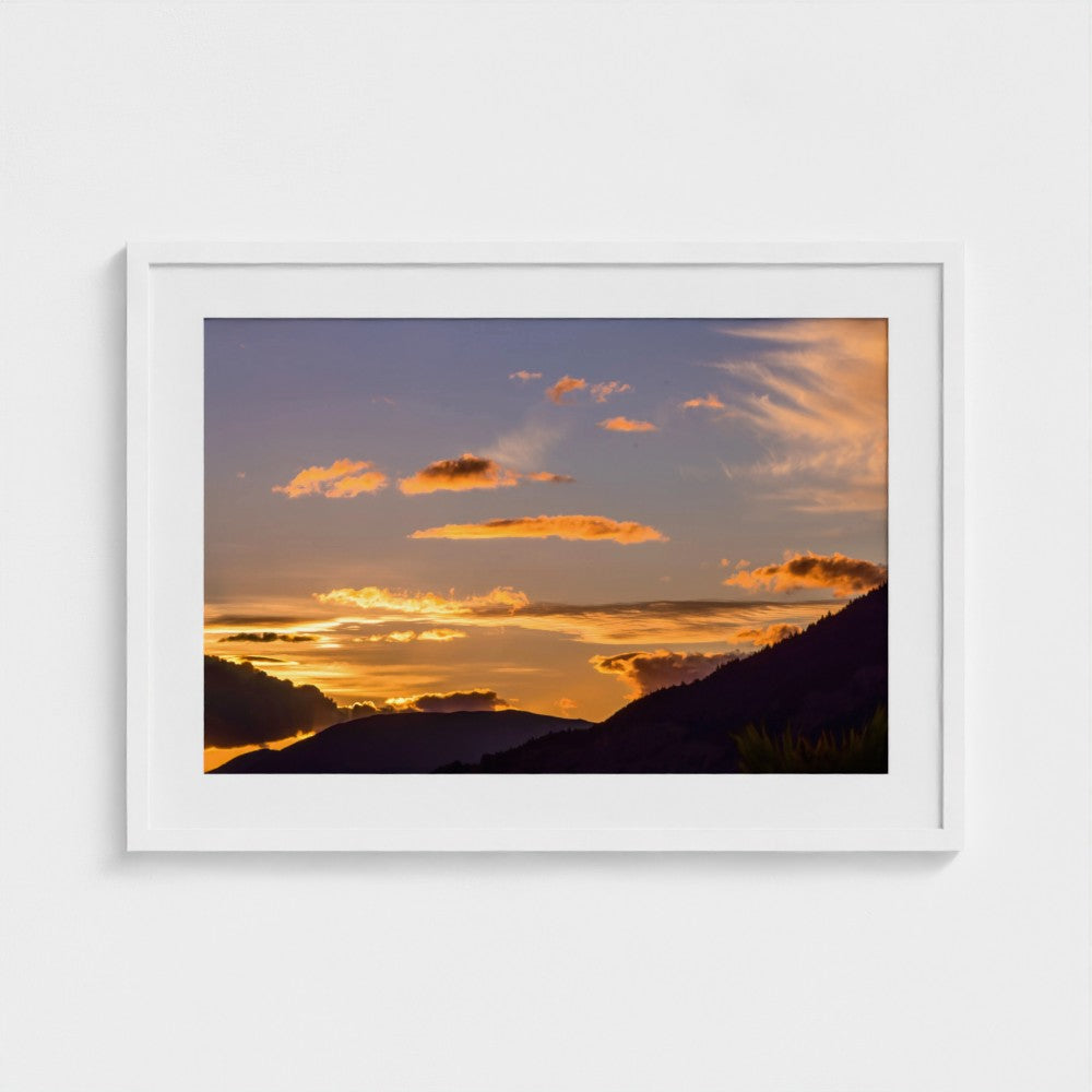 Fine Art Print – Enhanced Matte - Golden Sunset Over Mountains
