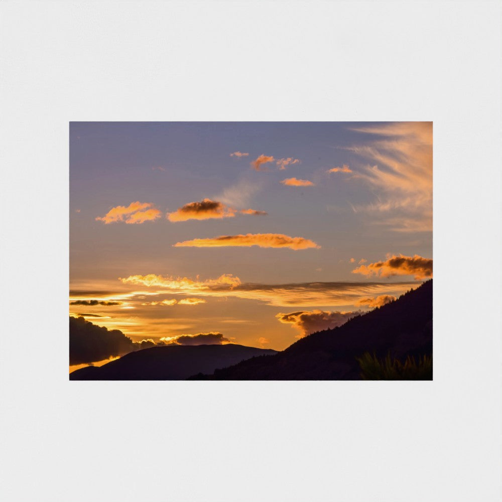 Fine Art Print – Enhanced Matte - Golden Sunset Over Mountains