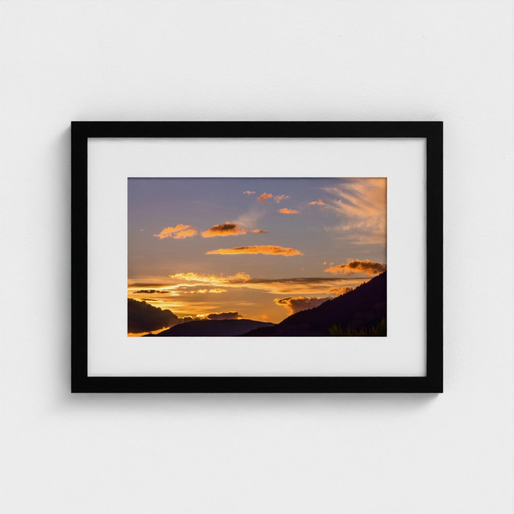 Fine Art Print – Enhanced Matte - Golden Sunset Over Mountains