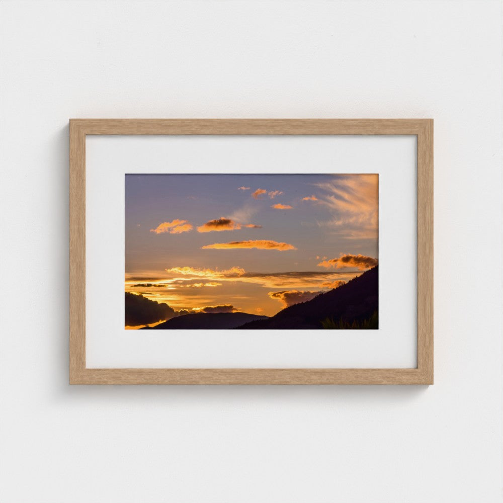 Fine Art Print – Enhanced Matte - Golden Sunset Over Mountains