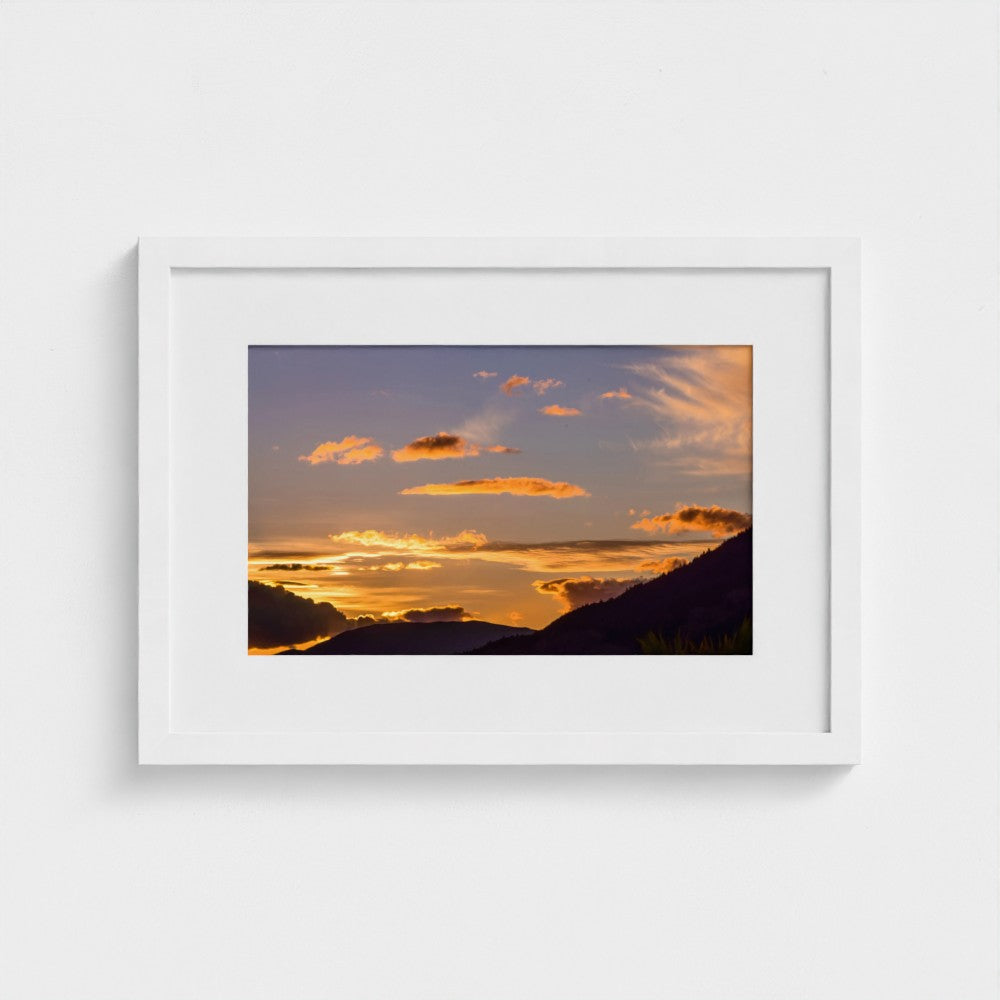Fine Art Print – Enhanced Matte - Golden Sunset Over Mountains