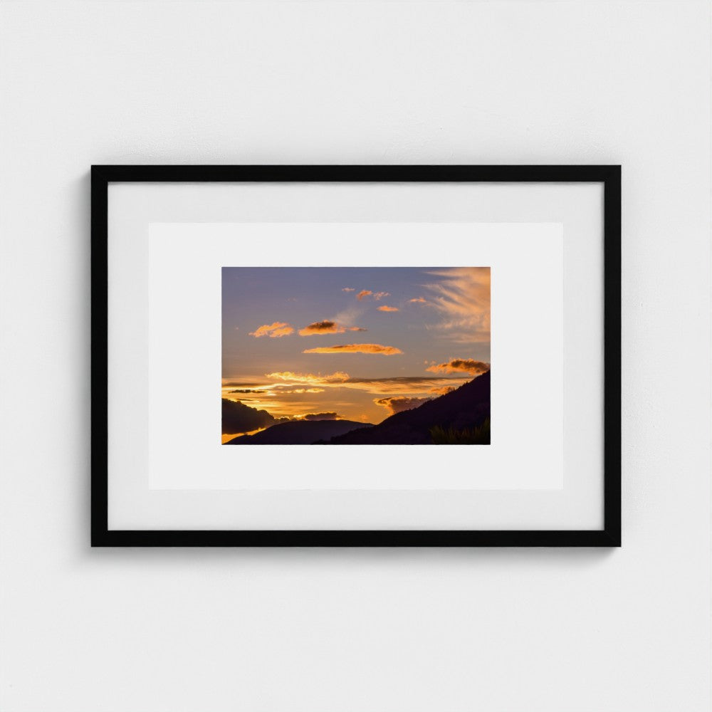 Fine Art Print – Enhanced Matte - Golden Sunset Over Mountains