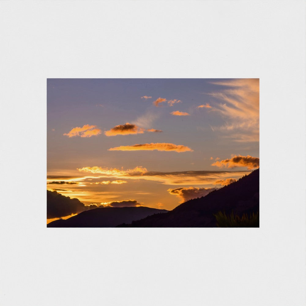 Fine Art Print – Enhanced Matte - Golden Sunset Over Mountains
