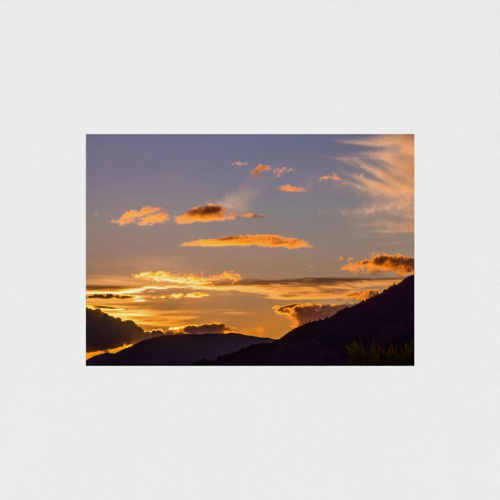 Fine Art Print – Enhanced Matte - Golden Sunset Over Mountains