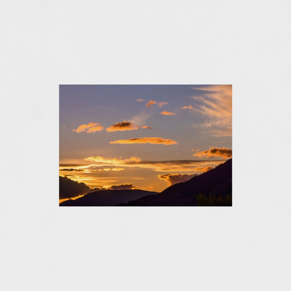 Fine Art Print – Enhanced Matte - Golden Sunset Over Mountains