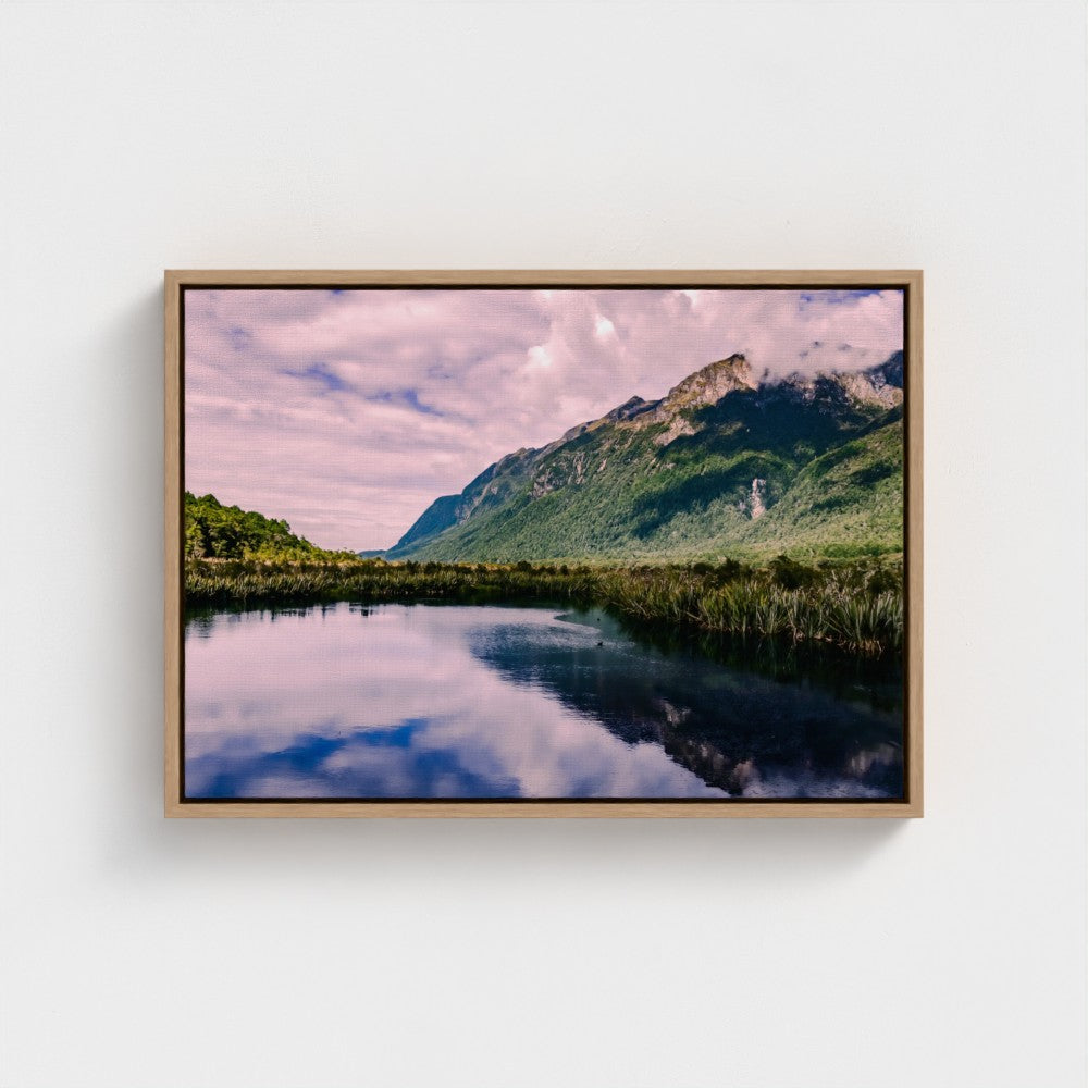 Floating Framed Canvas - Mountain Reflections in Still Water