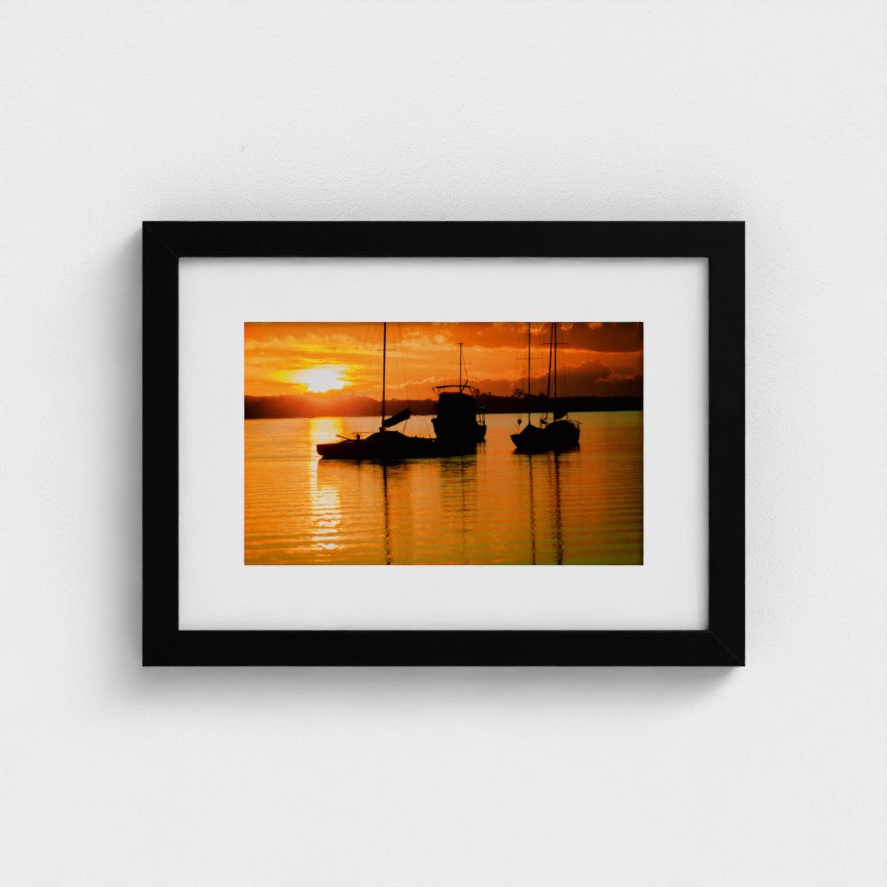 Fine Art Print – Enhanced Matte - Sailboats in Fiery Sunset