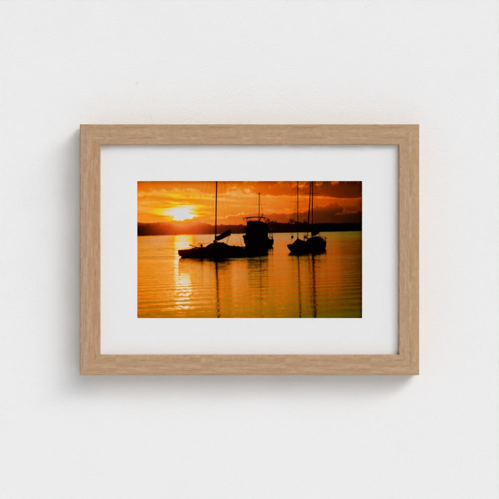 Fine Art Print – Enhanced Matte - Sailboats in Fiery Sunset