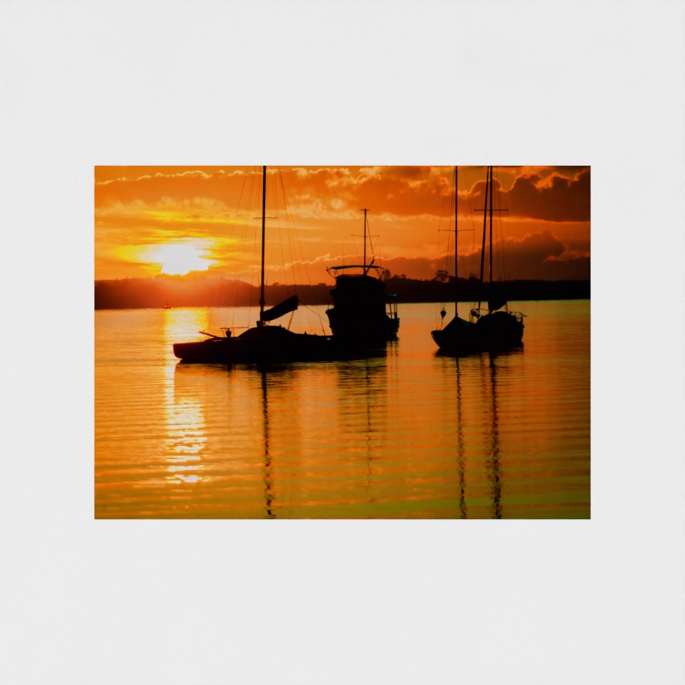 Fine Art Print – Enhanced Matte - Sailboats in Fiery Sunset
