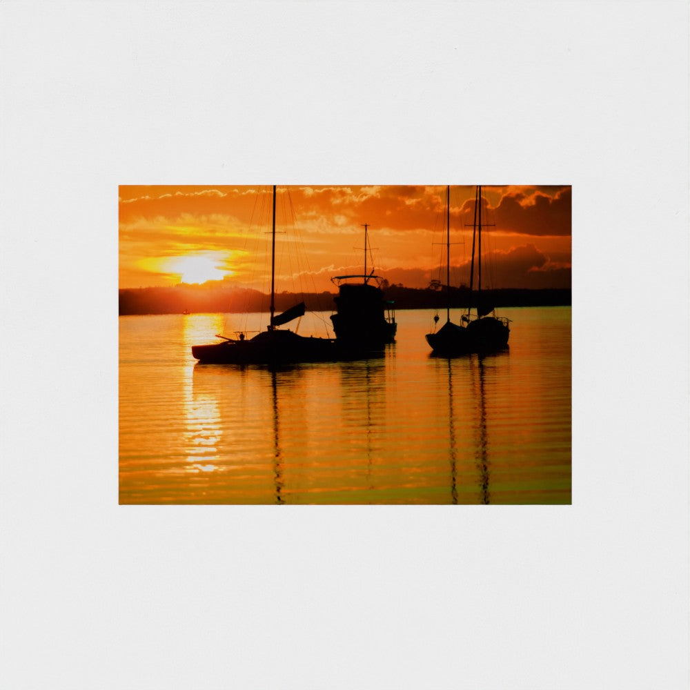 Fine Art Print – Enhanced Matte - Sailboats in Fiery Sunset