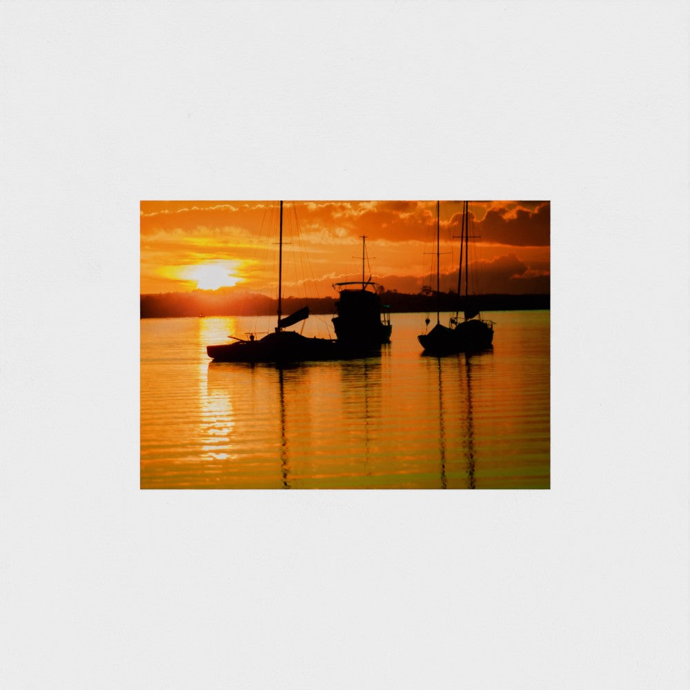Fine Art Print – Enhanced Matte - Sailboats in Fiery Sunset