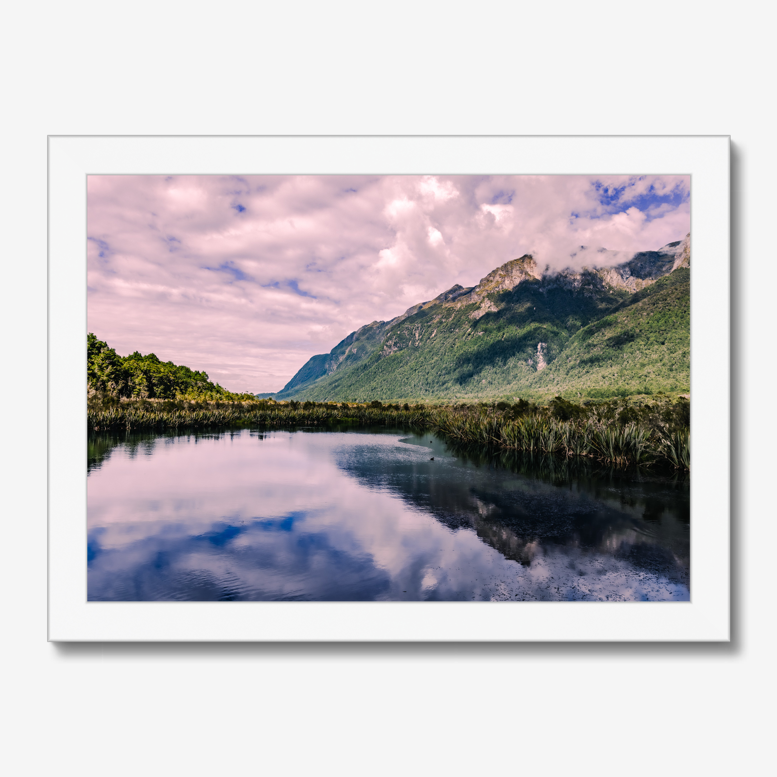 Floating Framed Canvas - Mountain Reflections in Still Water